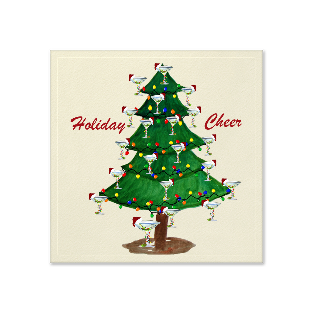 Martini Christmas Tree Holida Party Paper Uncoined Napkins