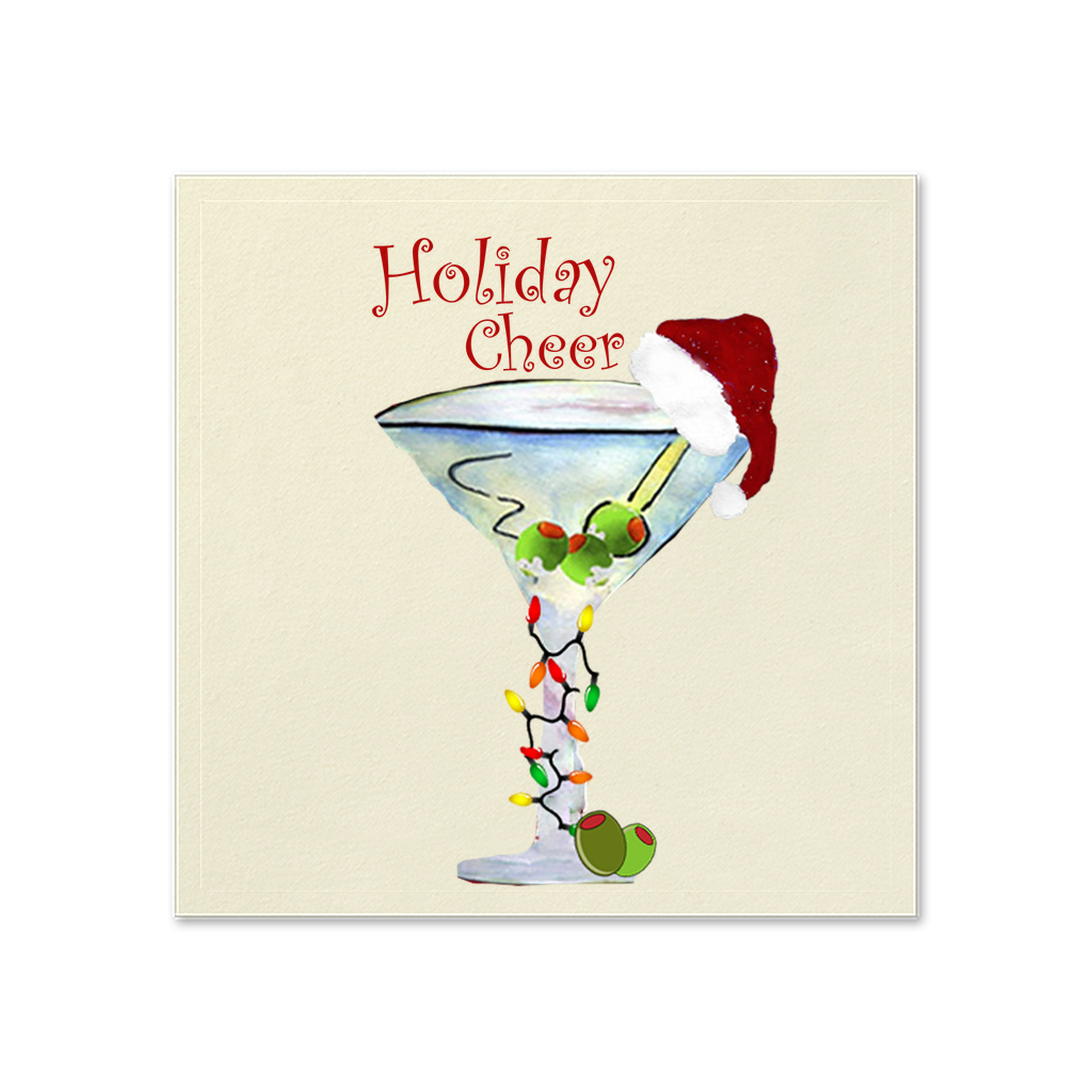 Christmas martini party Holiday paper Uncoined Napkins with my art.