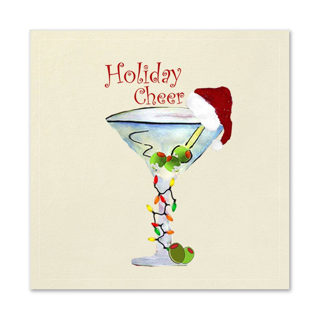 Christmas martini party Holiday paper Uncoined Napkins with my art.